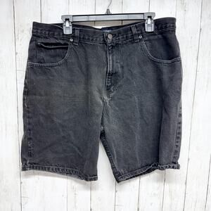 Vintage Cherokee Shorts Men Size 38 Black Cotton Denim Short Zip Fly Pockets 90s
